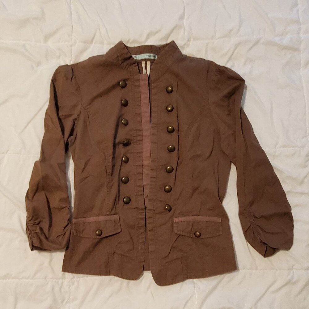 Maurices Y2K Military/ Band Style Blazer Jacket in Muave Brown- S